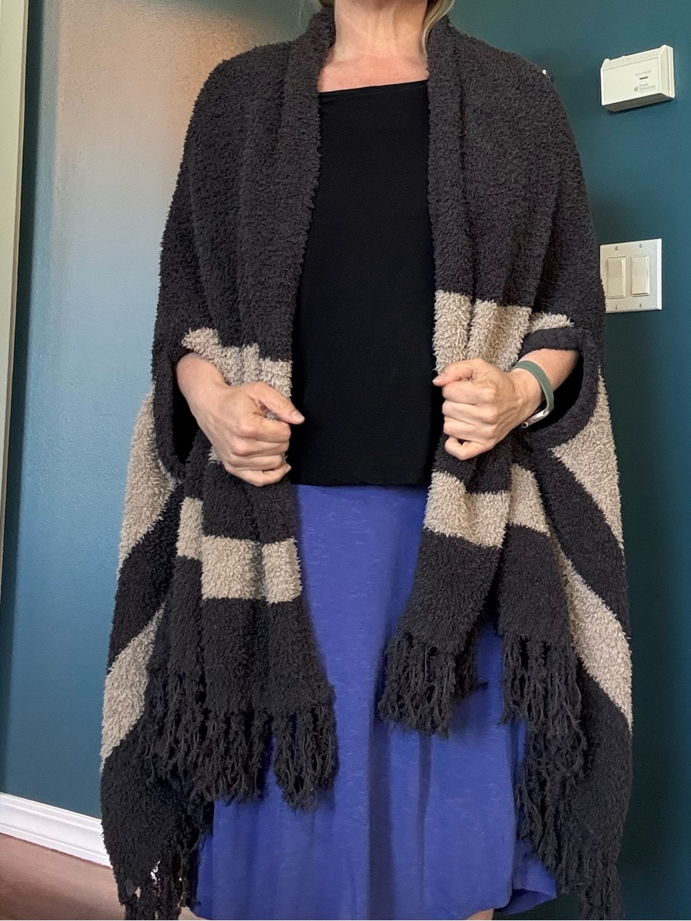 Barefoot Dreams Charcoal Plush CozyChic Wrap Poncho